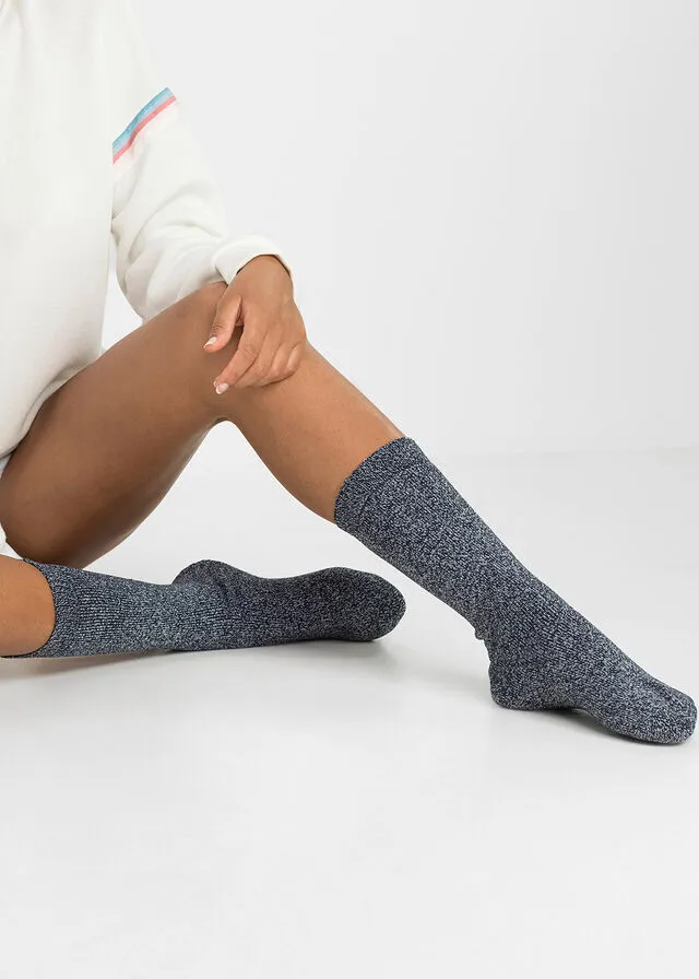 Calcetines térmicos de frottee (4 pares) negro/azul marino/gris moteado moteado